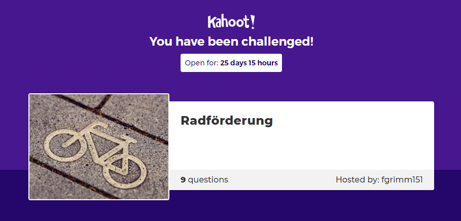 Kahoot Radförderung